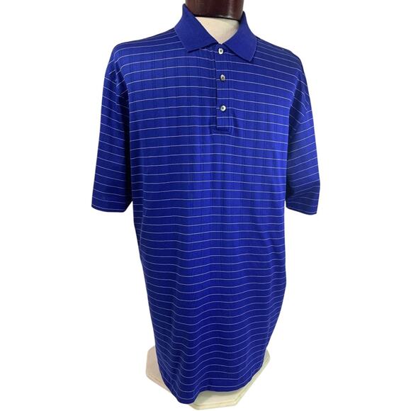 XL Nike Mens Tiger Woods Collection Blue Striped Golf Polo Shirt - Picture 2 of 10